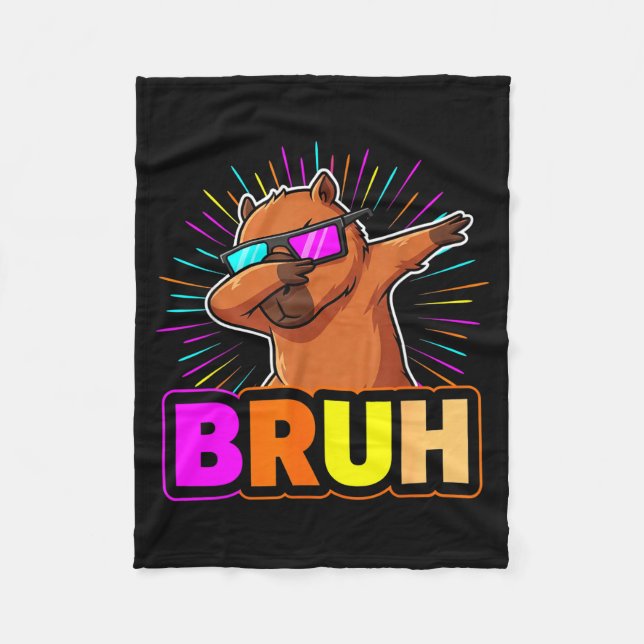 Cute Dabbing Capybara Funny Animal Meme Capy Lover Fleecedecke (Vorderseite)