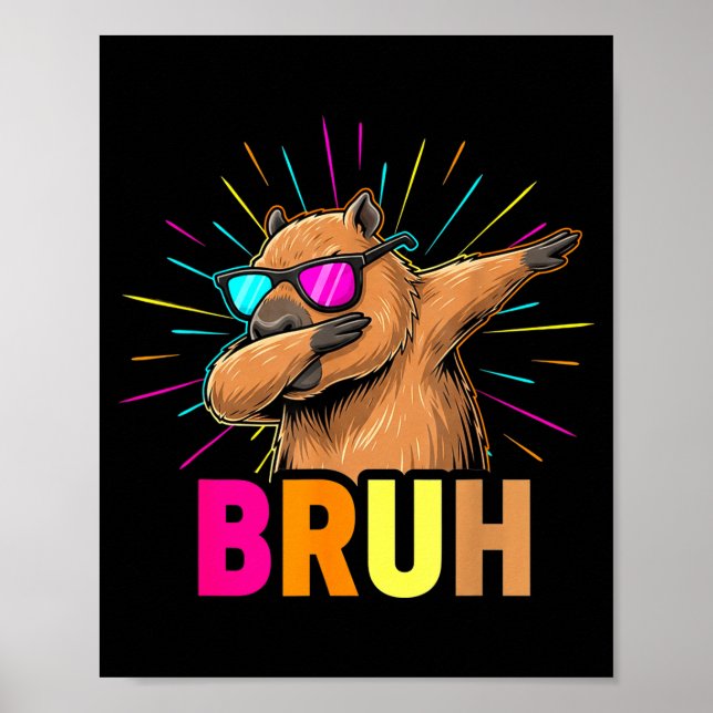Cute Dabbing Capybara Funny Animal Meme Capy Lover Poster (Vorne)