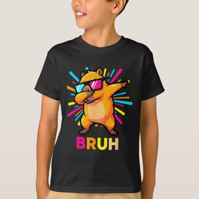 Cute Dabbing Capybara Funny Animal Meme Capy Lover T-Shirt (Vorderseite)