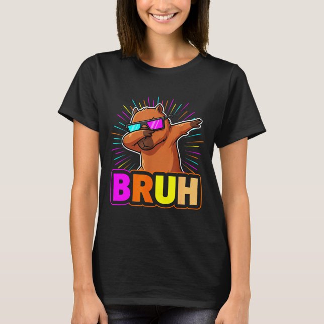 Cute Dabbing Capybara Funny Animal Meme Capy Lover T-Shirt (Vorderseite)