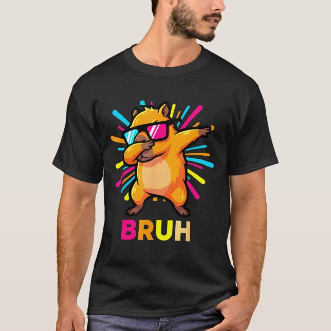 Cute Dabbing Capybara Funny Animal Meme Capy Lover T-Shirt (Vorderseite)