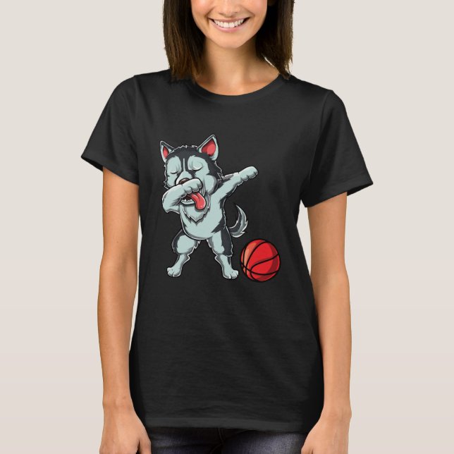 Cute Dabbing Siberian Husky Dog Dab Bball Basketba T-Shirt (Vorderseite)