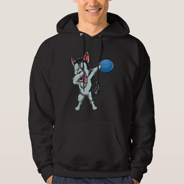Cute Dabbing Siberian Husky Dog Dab Disc Golf Love Hoodie (Vorderseite)