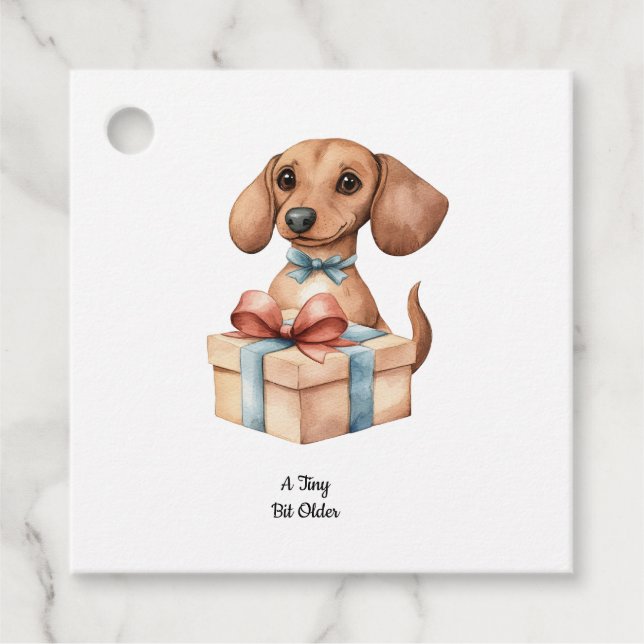 Cute Dachshund Birthday Mug A Tiny Bit Older Geschenkanhänger (Vorderseite)