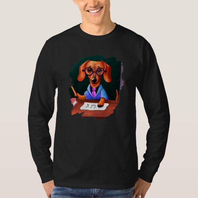Cute Dachshund Chiweenie Teacher Professor School  T-Shirt (Vorderseite)