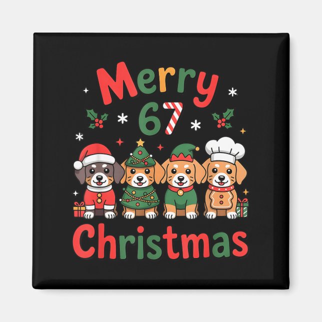 Cute Dachshund Christmas Design Funny Holiday Dog  Magnet (Vorne)