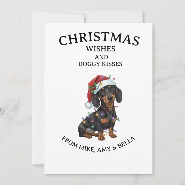 Cute Dachshund Christmas Dog Greeting Card Einladung (Vorderseite)