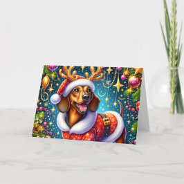 Cute Dachshund Christmas Feiertagskarte
