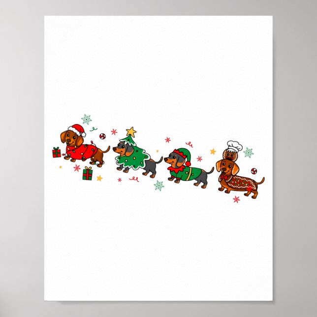 Cute Dachshund Christmas Parade Christmas  Poster (Vorne)