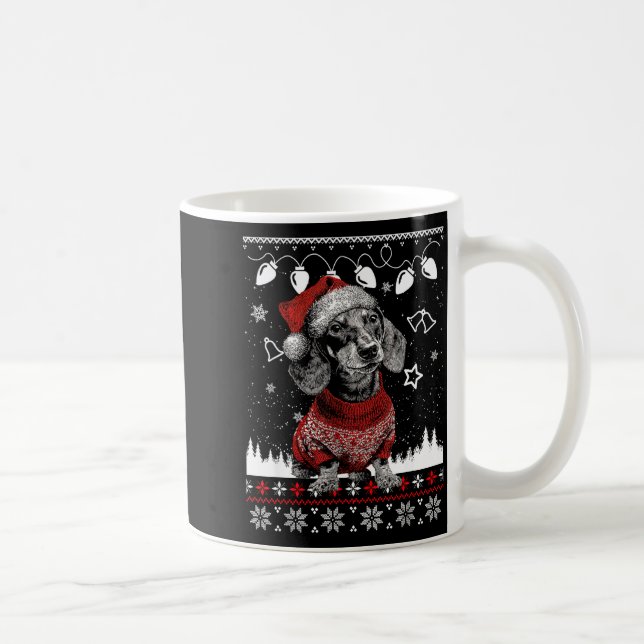 Cute Dachshund Christmas Wearing Sweater Funny Xma Kaffeetasse (Rechts)