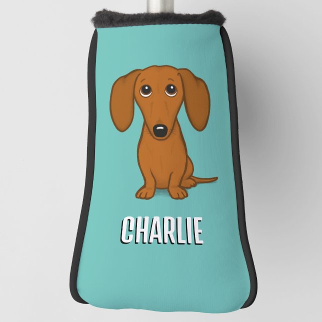 Cute Dachshund Custom Name Wiener Dog Golf Headcover (Rotieren 90)