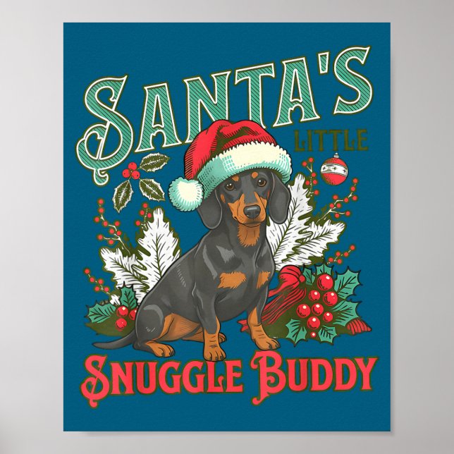 Cute Dachshund Dogs Christmas Lights Santa Holiday Poster (Vorne)