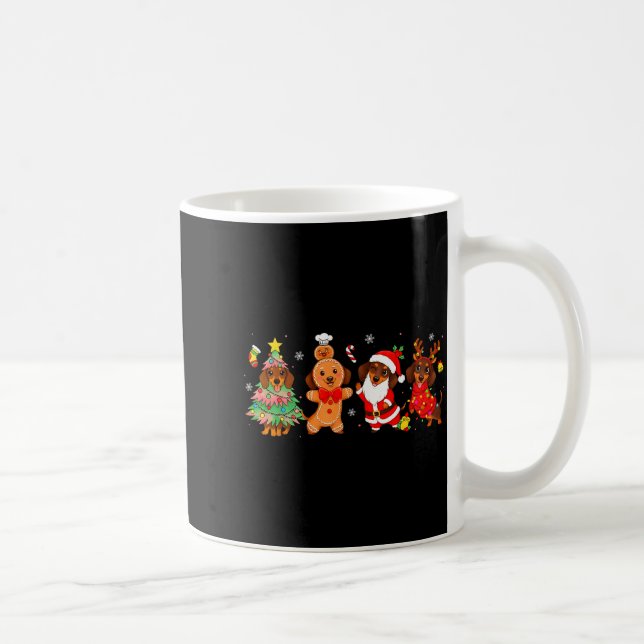 Cute Dachshund Dogs Christmas Tree Gingerbread San Kaffeetasse (Rechts)