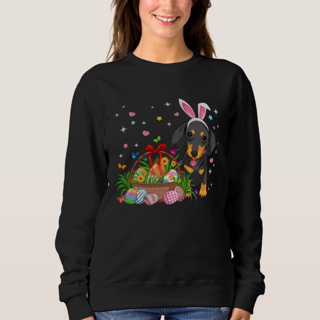 Cute Dachshund Easter Day Bunny Eggs Easter Costum Sweatshirt (Vorderseite)