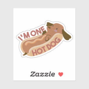 Cute Dachshund Hot Dog Pun - Ich bin ein Hot Dog Aufkleber