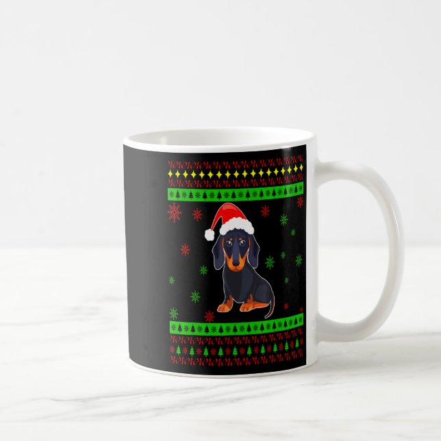 Cute Dachshund Long Dog Mom Merry Xmas New Year  Kaffeetasse (Rechts)