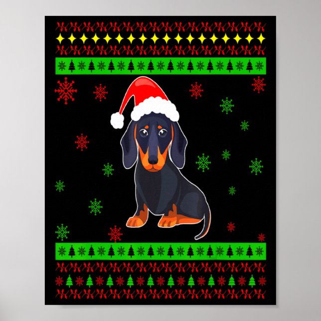 Cute Dachshund Long Dog Mom Merry Xmas New Year  Poster (Vorne)