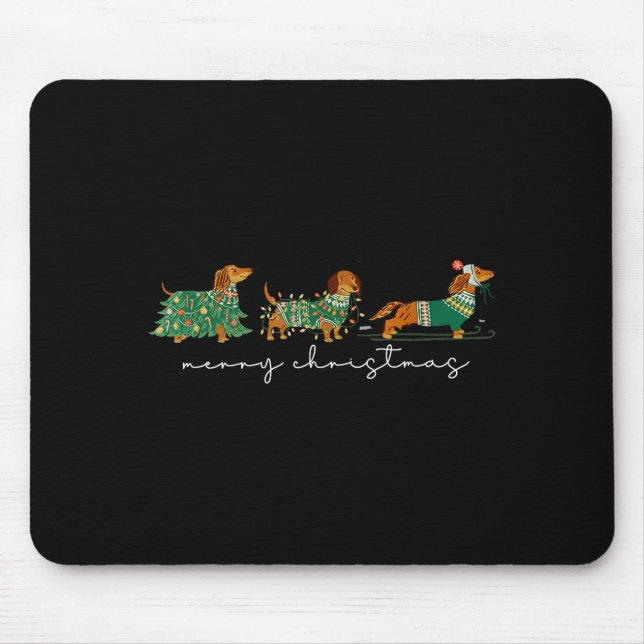 Cute Dachshund Merry Christmas Weiner Dog Lover Xm Mousepad (Vorne)