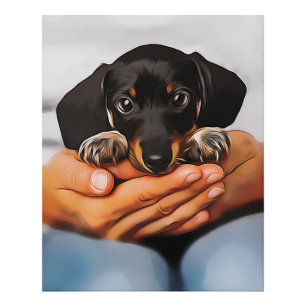 Cute Dachshund Puppy Lying On Human Knees Xmas Pos Fotodruck