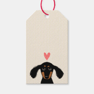 Cute Dachshund Puppy mit Herz und Text Geschenkanhänger
