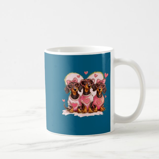 Cute Dachshund Valentines Heart Dog Lover Men Wome Kaffeetasse (Rechts)