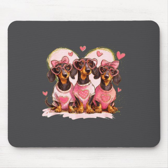 Cute Dachshund Valentines Heart Dog Lover Men Wome Mousepad (Vorne)