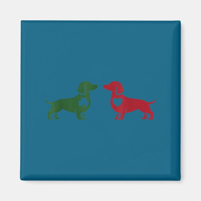 Cute Dachshund Valentines Patrick's Day Lover Dog  Magnet (Vorne)