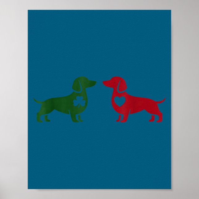 Cute Dachshund Valentines Patrick's Day Lover Dog  Poster (Vorne)