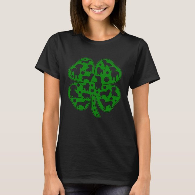 Cute Dachshund Wiener Dog Shamrock C Saint Patrick T-Shirt (Vorderseite)