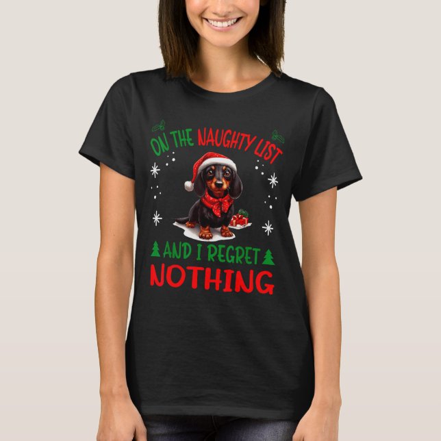 Cute Dachshund Wiener Doxie Dog Dog Christmas On T T-Shirt (Vorderseite)