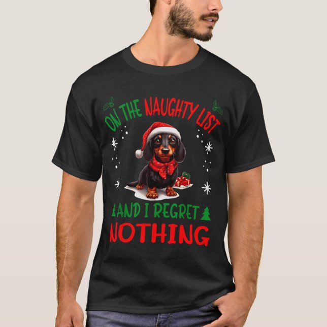 Cute Dachshund Wiener Doxie Dog Dog Christmas On T T-Shirt (Vorderseite)