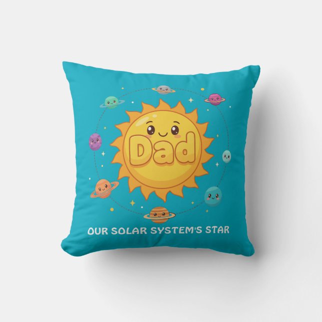Cute Dad Solar System Star Space Cartoon Kissen (Vorderseite)
