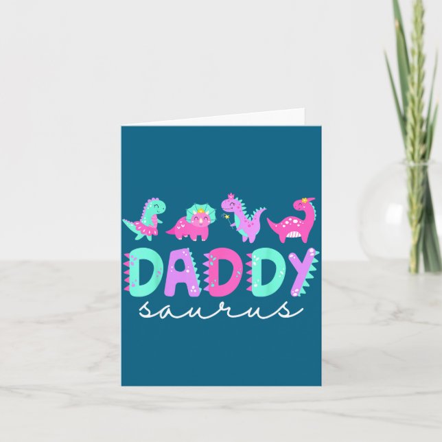 Cute Daddy Saurus Dad Dinosaur Birthday Boy Girl F Karte (Vorderseite)