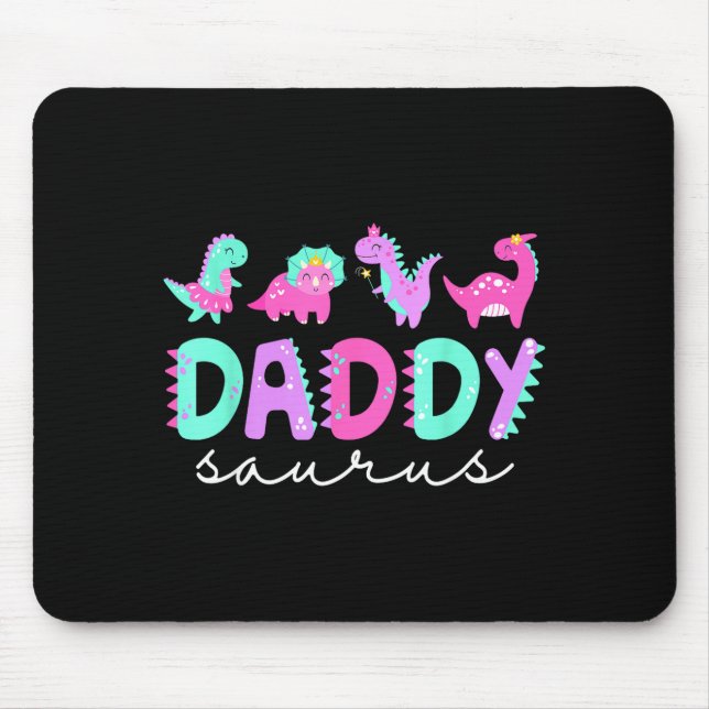Cute Daddy Saurus Dad Dinosaur Birthday Boy Girl F Mousepad (Vorne)