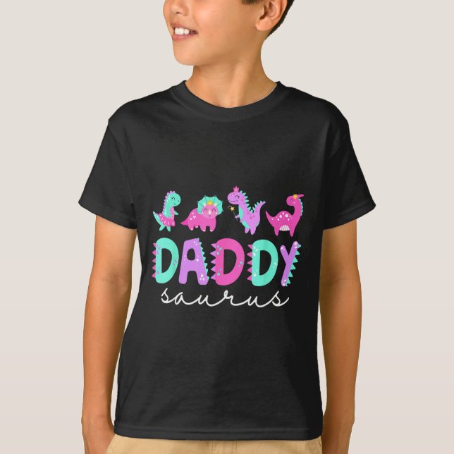 Cute Daddy Saurus Dad Dinosaur Birthday Boy Girl F T-Shirt (Vorderseite)