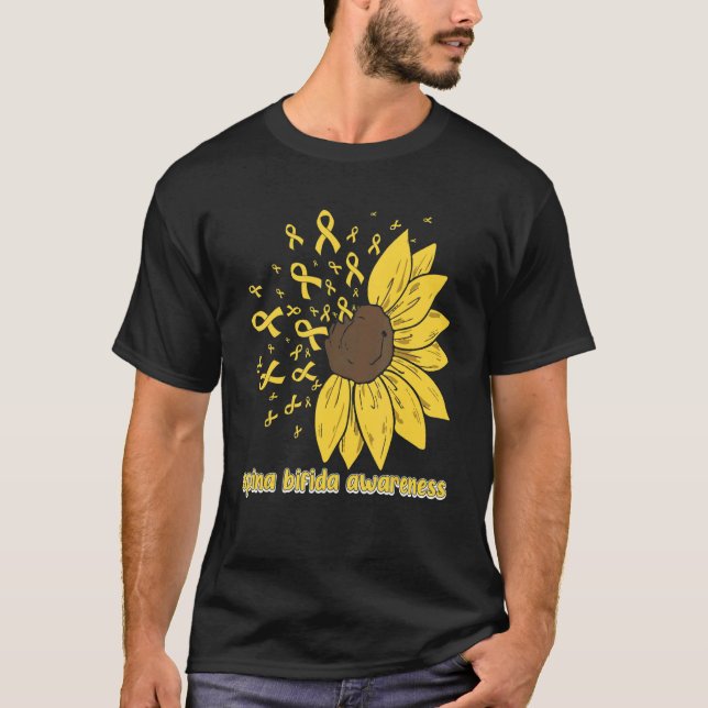 Cute Daisy Butterfly Yellow Ribbon Spina Bifida Aw T-Shirt (Vorderseite)