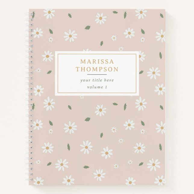 Cute Daisy Floral Blossoms & Greenery Notizbuch (Vorderseite)