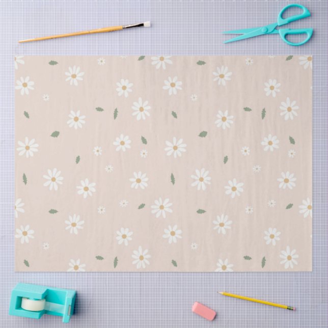 Cute Daisy Floral Blossoms & Greenery Seidenpapier (Basteln)