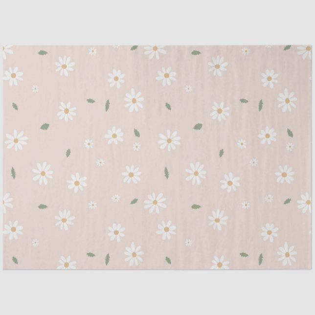 Cute Daisy Floral Blossoms & Greenery Seidenpapier (Vorderseite)