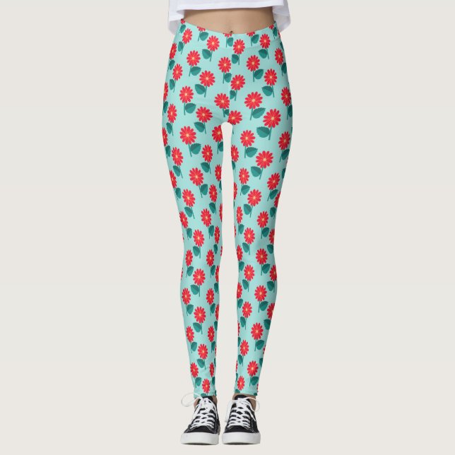 Cute Daisy Pattern Leggings (Vorderseite)