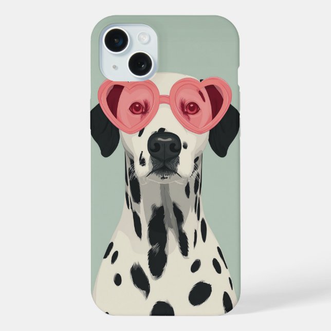 Cute Dalmatian with Heart Sunglasses iPhone Hülle (Rückseite)