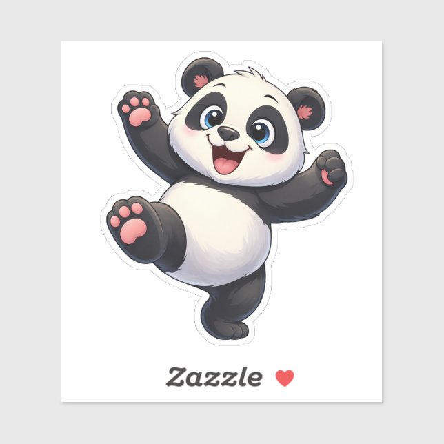 Cute Dancing Panda Custom-Cut Vinyl Sticker (Blatt)
