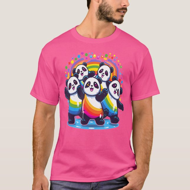 Cute Dancing Rainbow Pandas Edm Festival T-Shirt (Vorderseite)