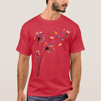 Cute Dandelion Books Flower Fly Reading Fan Club f T-Shirt