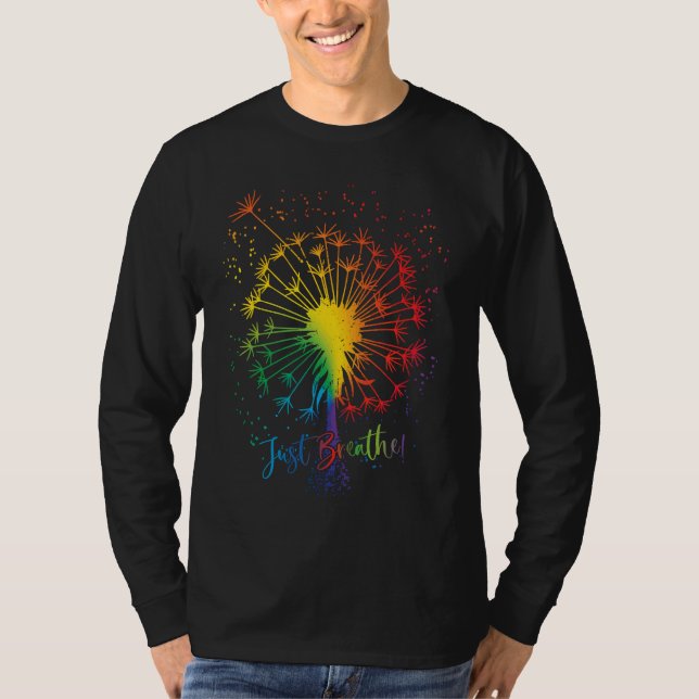 Cute Dandelion Just Tattoo Arrow Breathe Rainbow T-Shirt (Vorderseite)