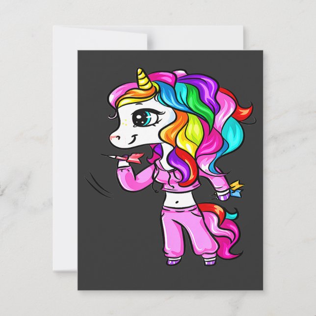 Cute Darts Player Unicorn Girl Funny Darts Women Einladung (Vorderseite)