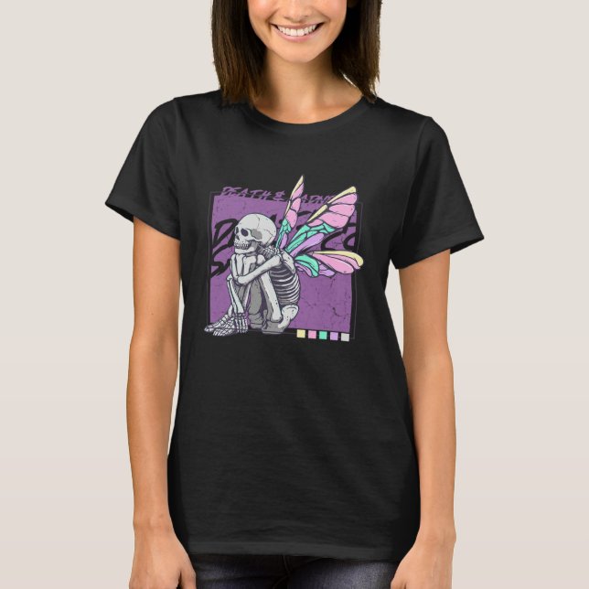 Cute Death Sadness Goth Fairy Skeleton Butterfly A T-Shirt (Vorderseite)