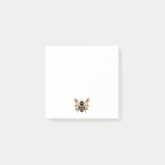 Cute Decorative bee Floral Post-it Klebezettel (Vorderseite)