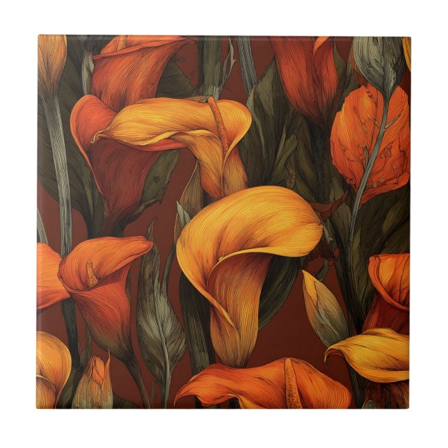Cute Decorative Calle Lilies Tiles  For Home Floor Fliese (Vorderseite)