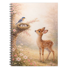 Cute Deer Bird Nest Aesthetic Notebook |  Notizblock